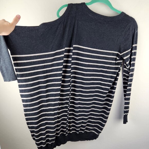 AllSaints Ridce Asymmetric Striped Cold Shoulder Long Sleeve Dress sz S - Picture 4 of 11